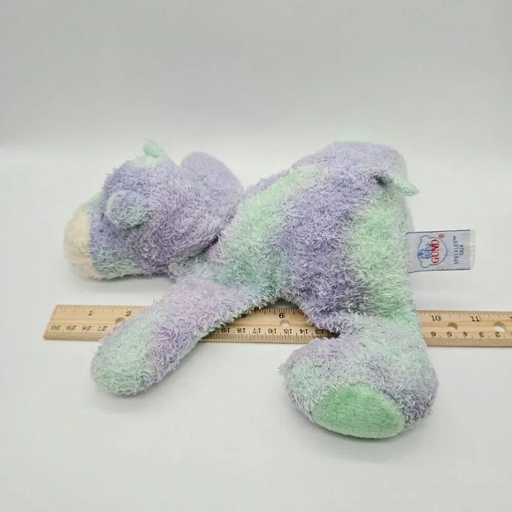 Vintage Baby Gund Speckles Hippo Plush Lavender Purple Mint Green 9